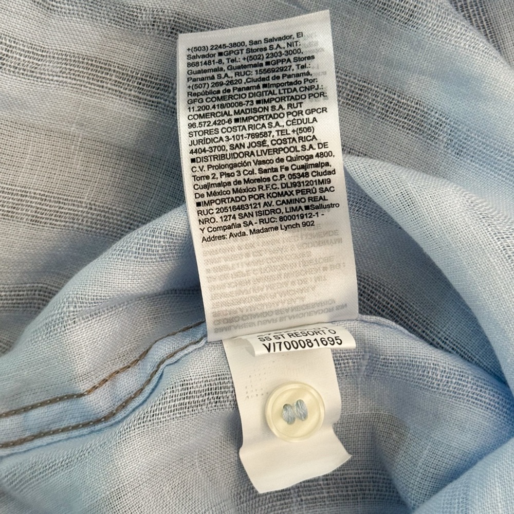 NWT Banana Republic Men's Linen/Cotton Light Blue Resort Wear Shirt Size XL - Picture 9 of 14